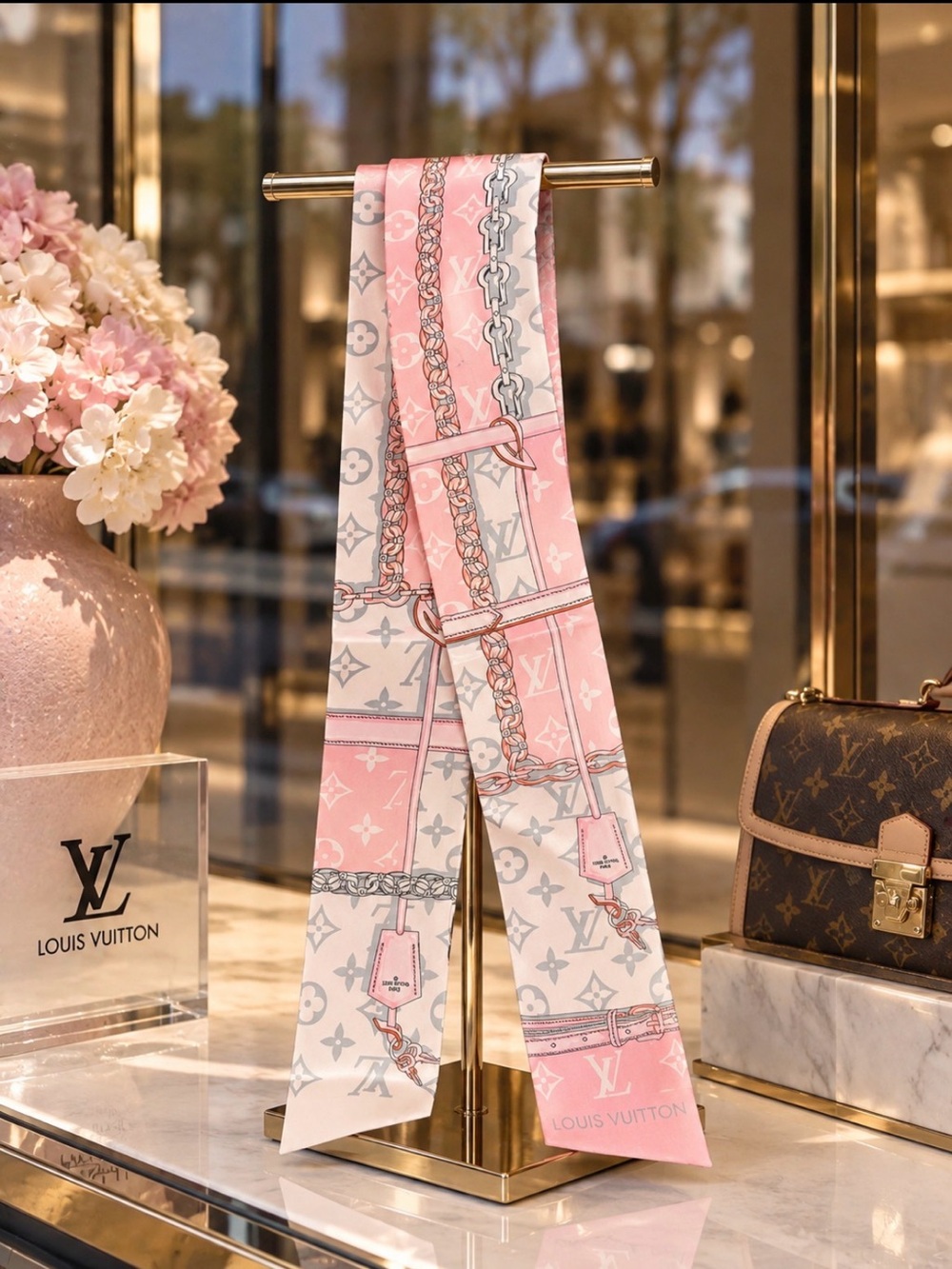 LV Monogram Silk Twilly Scarf
